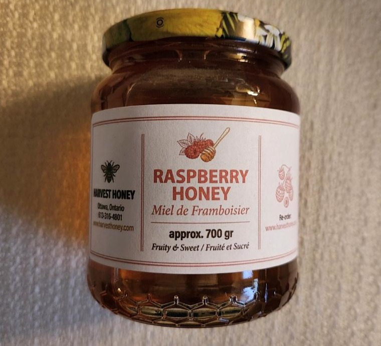 Raspberry honey jar — Harvest Honey Ottawa