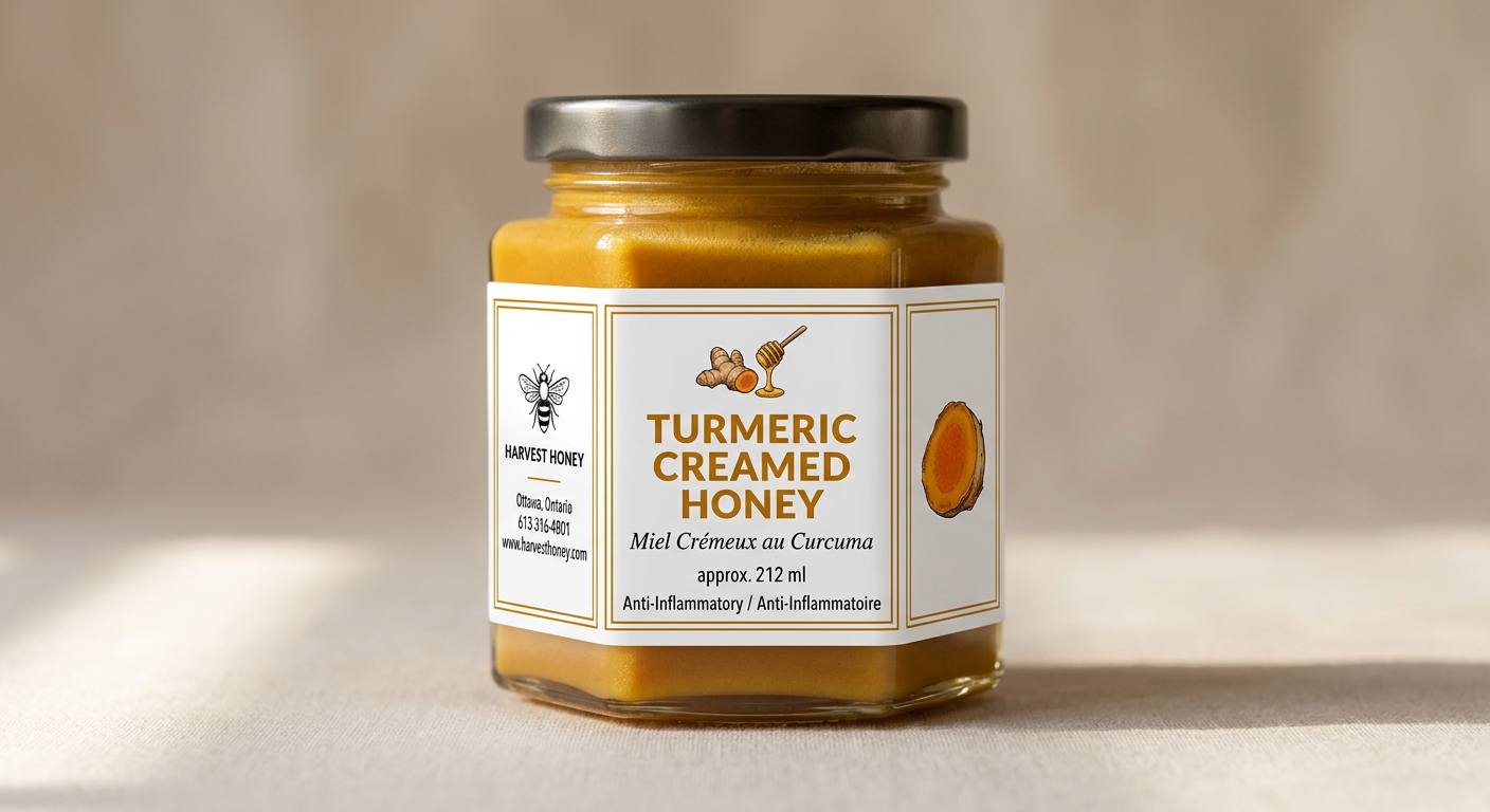 Turmeric creamed honey jar — Harvest Honey